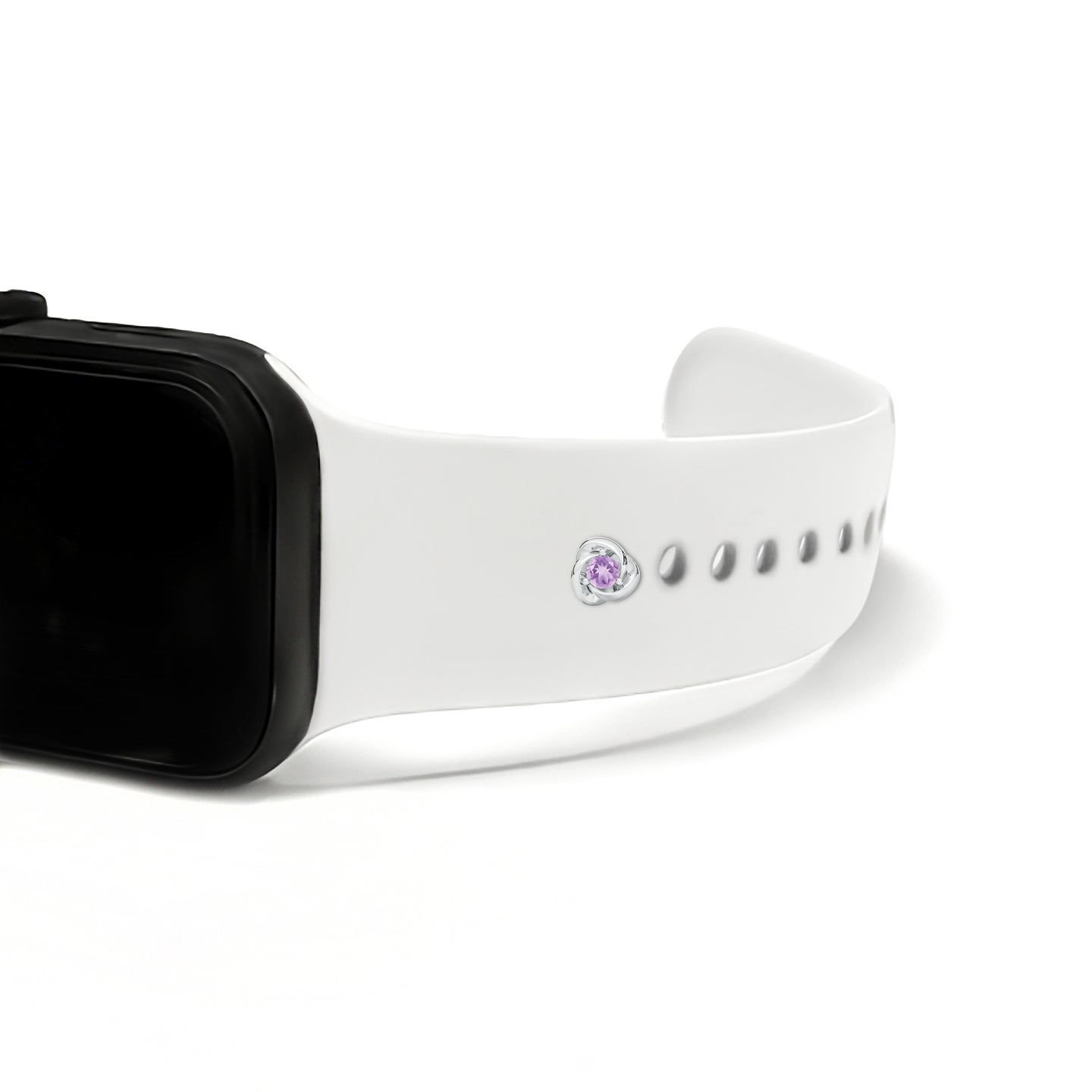 Rose Flower Solitaire Amethyt Watch Button