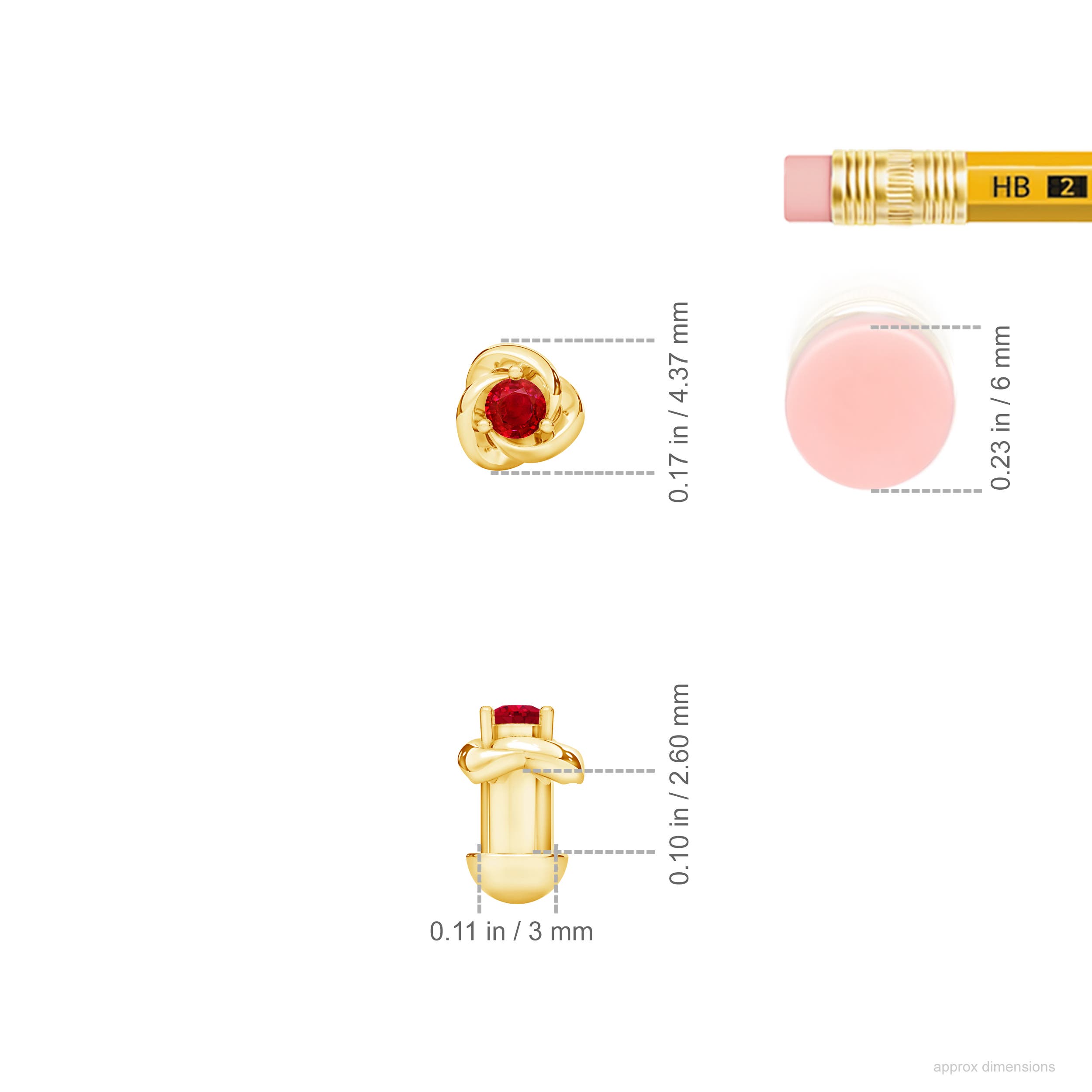 AAA - Ruby / 0.05 CT / 14 KT Yellow Gold