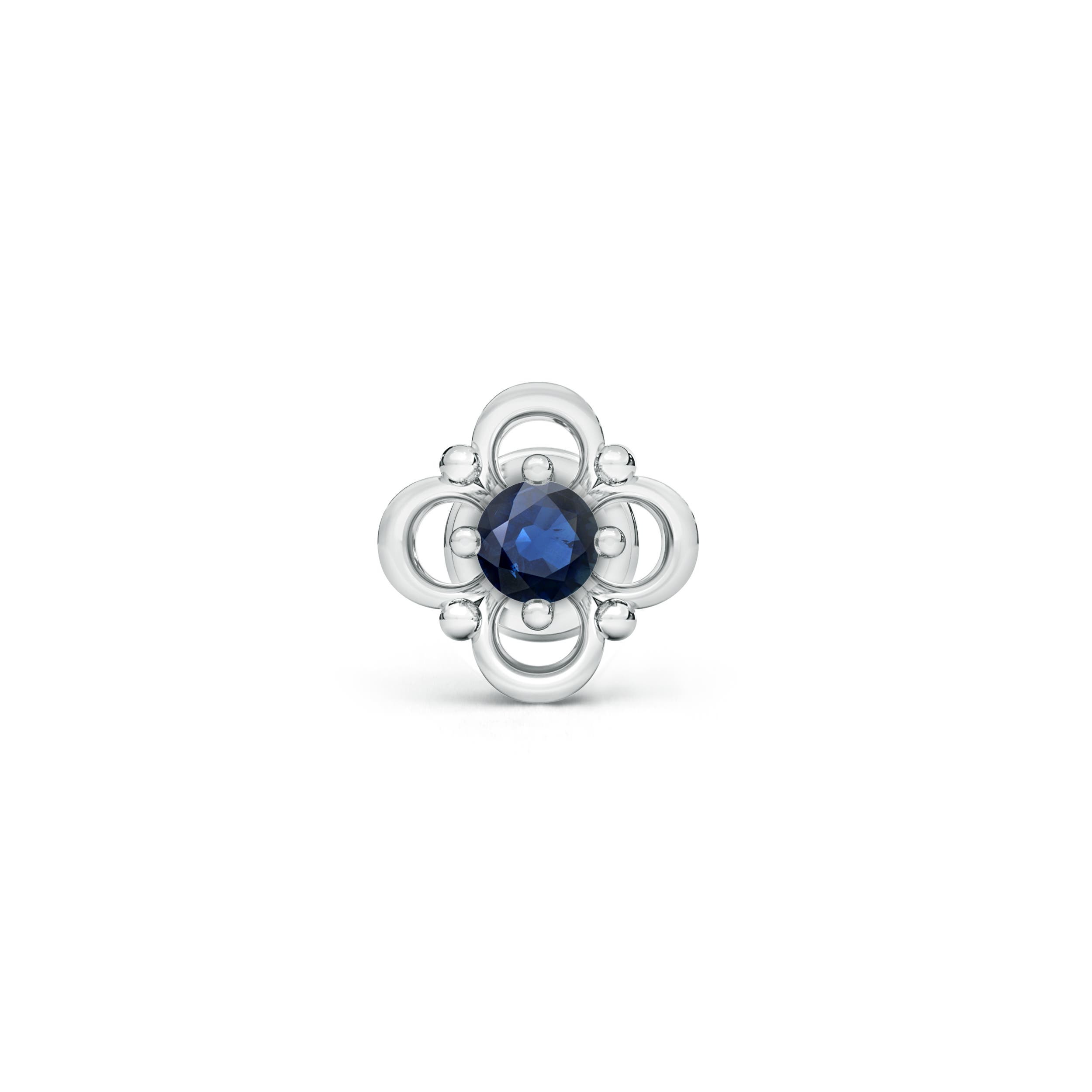 AA - Blue Sapphire / 0.05 CT / 14 KT White Gold