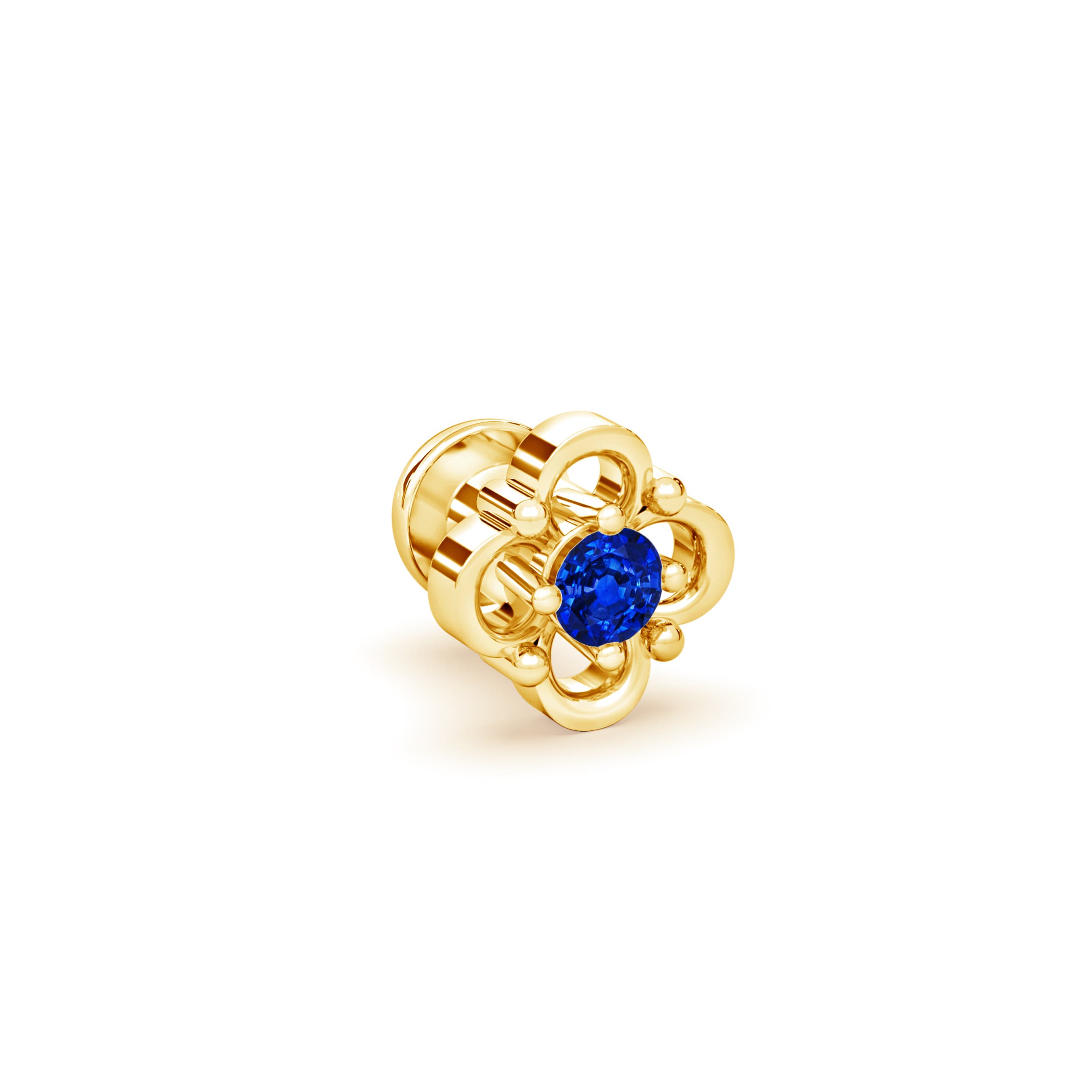 AAAA - Blue Sapphire / 0.05 CT / 14 KT Yellow Gold