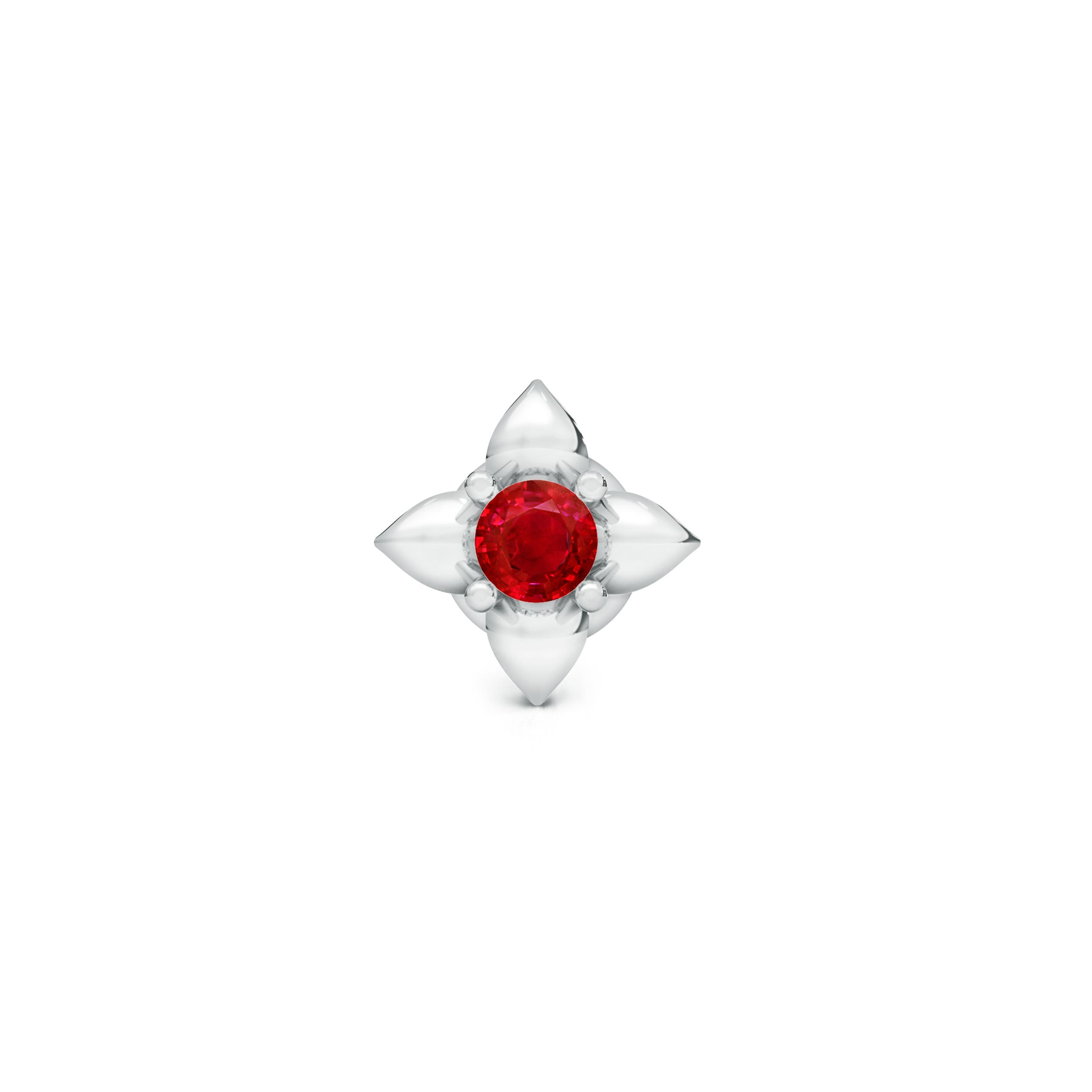 AAA - Ruby / 0.038 CT / 14 KT White Gold