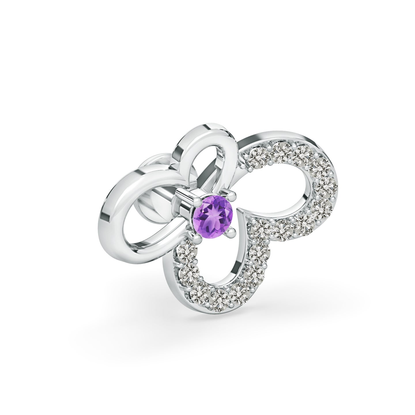 Amethyst and Diamond Butterfly Watch Button