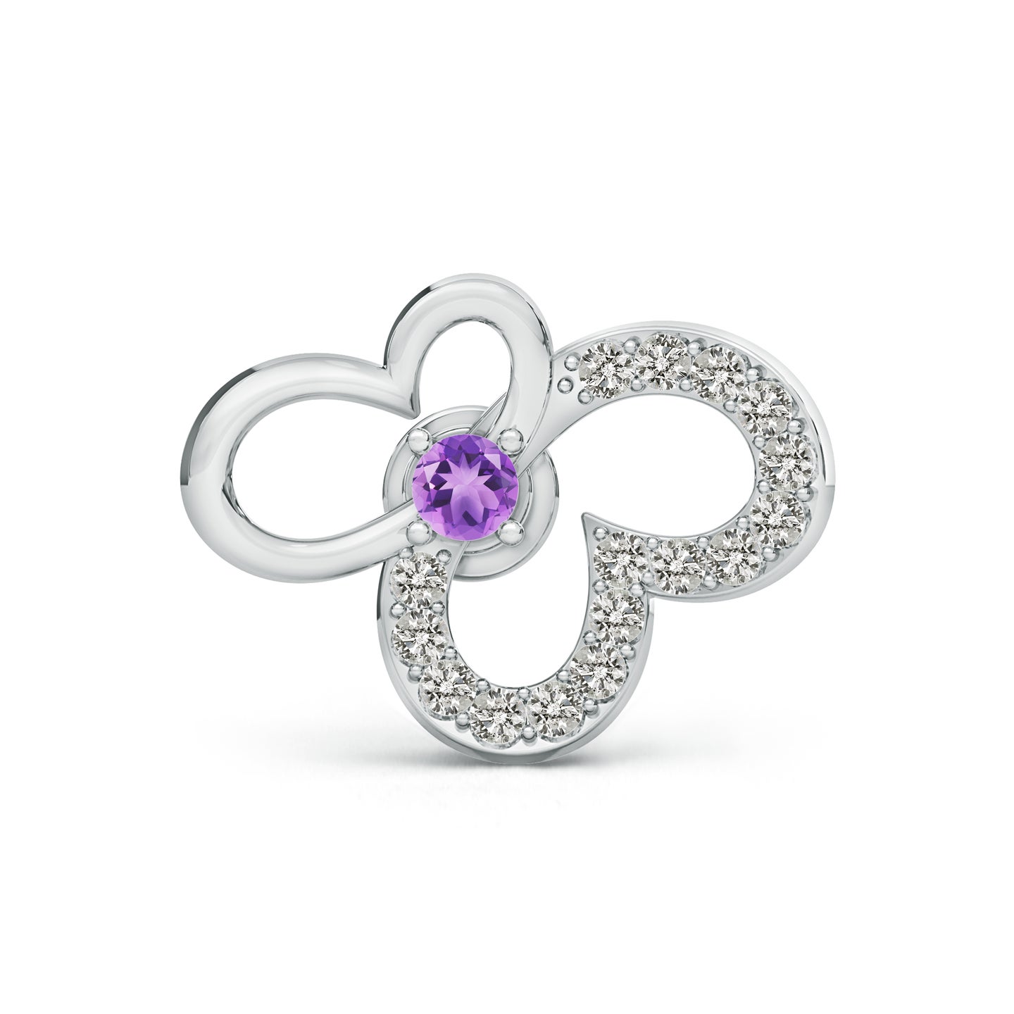 Amethyst and Diamond Butterfly Watch Button