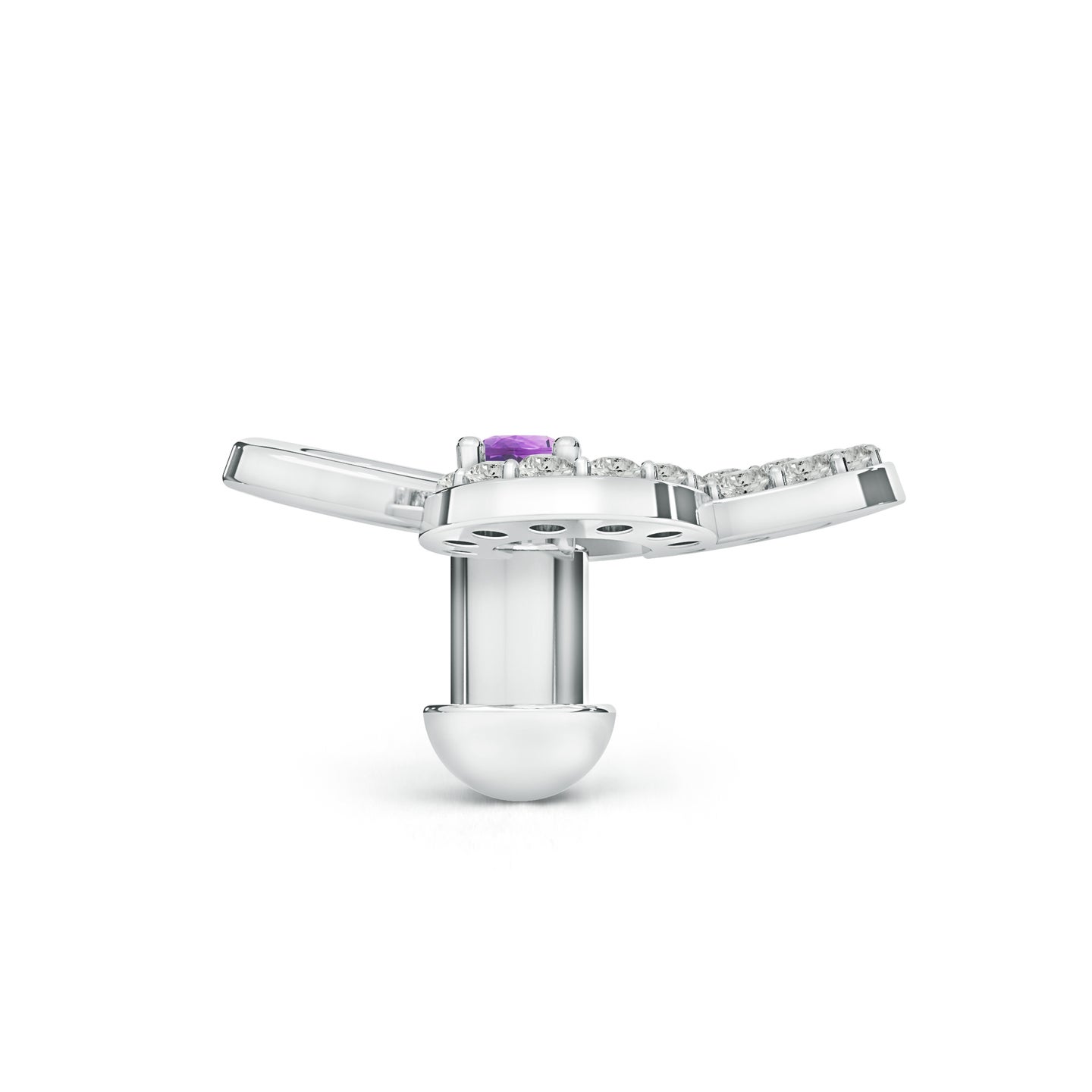 Amethyst and Diamond Butterfly Watch Button