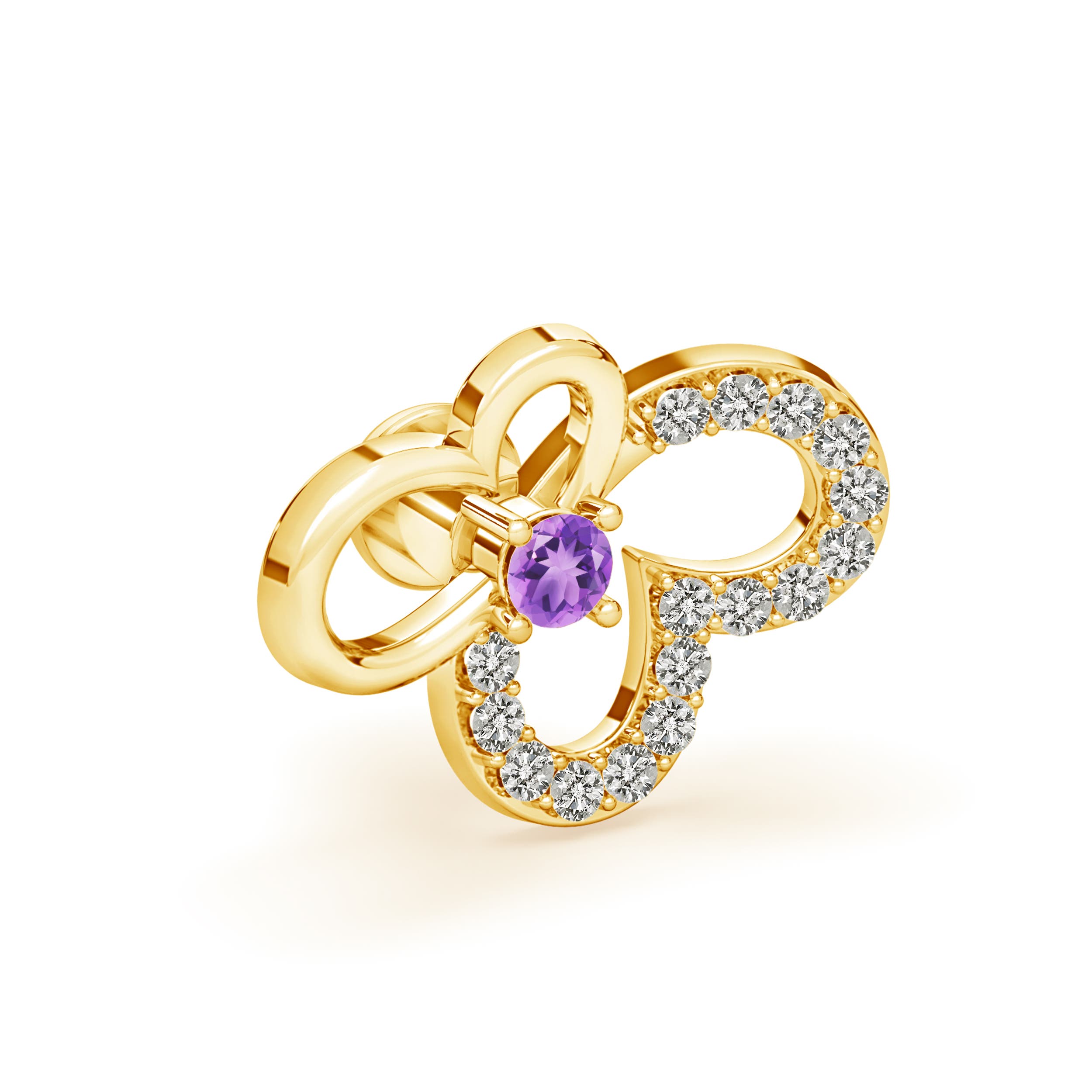 A - Amethyst / 0.11 CT / 14 KT Yellow Gold