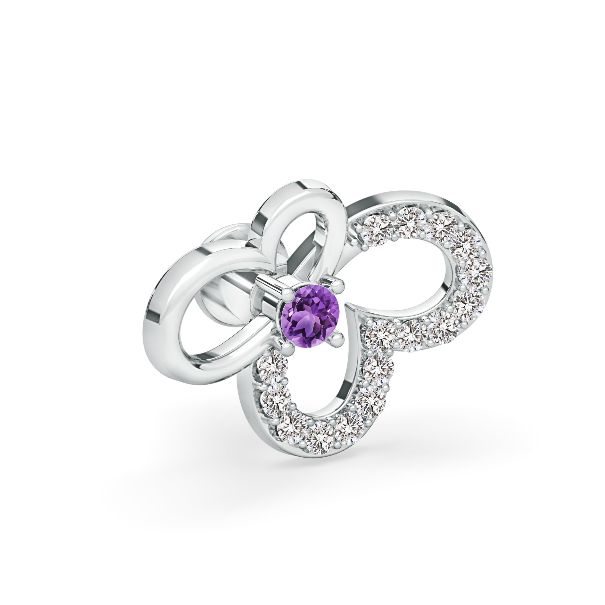 AA - Amethyst / 0.11 CT / 14 KT White Gold