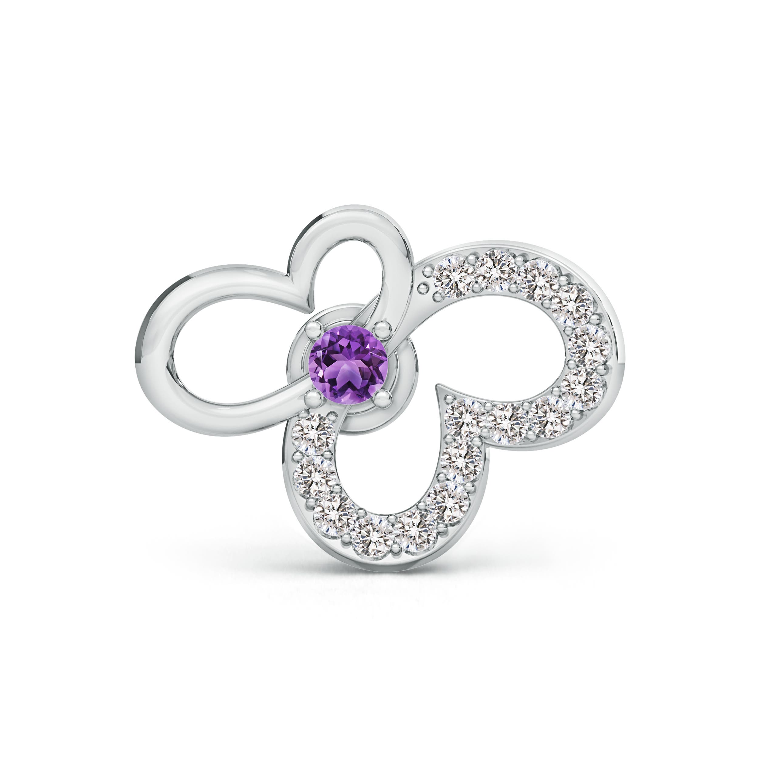 AA - Amethyst / 0.11 CT / 14 KT White Gold