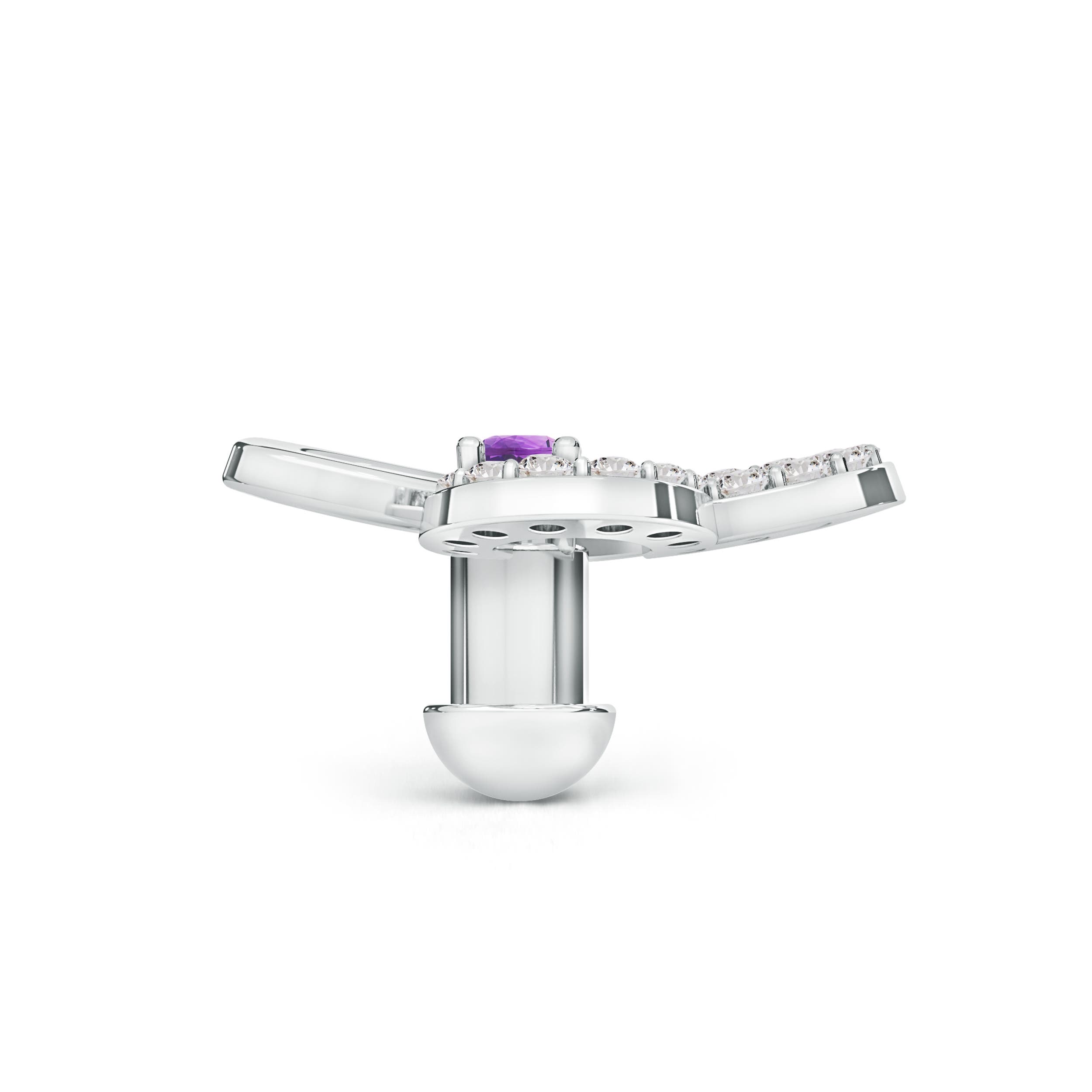 AA - Amethyst / 0.11 CT / 14 KT White Gold