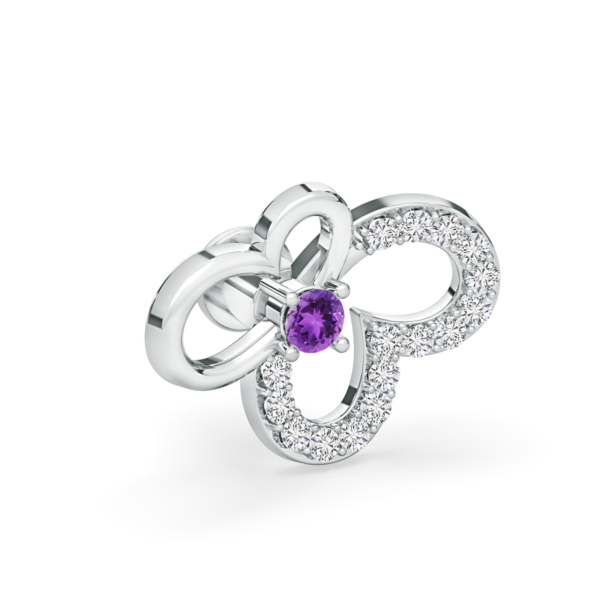 AAA - Amethyst / 0.11 CT / 14 KT White Gold