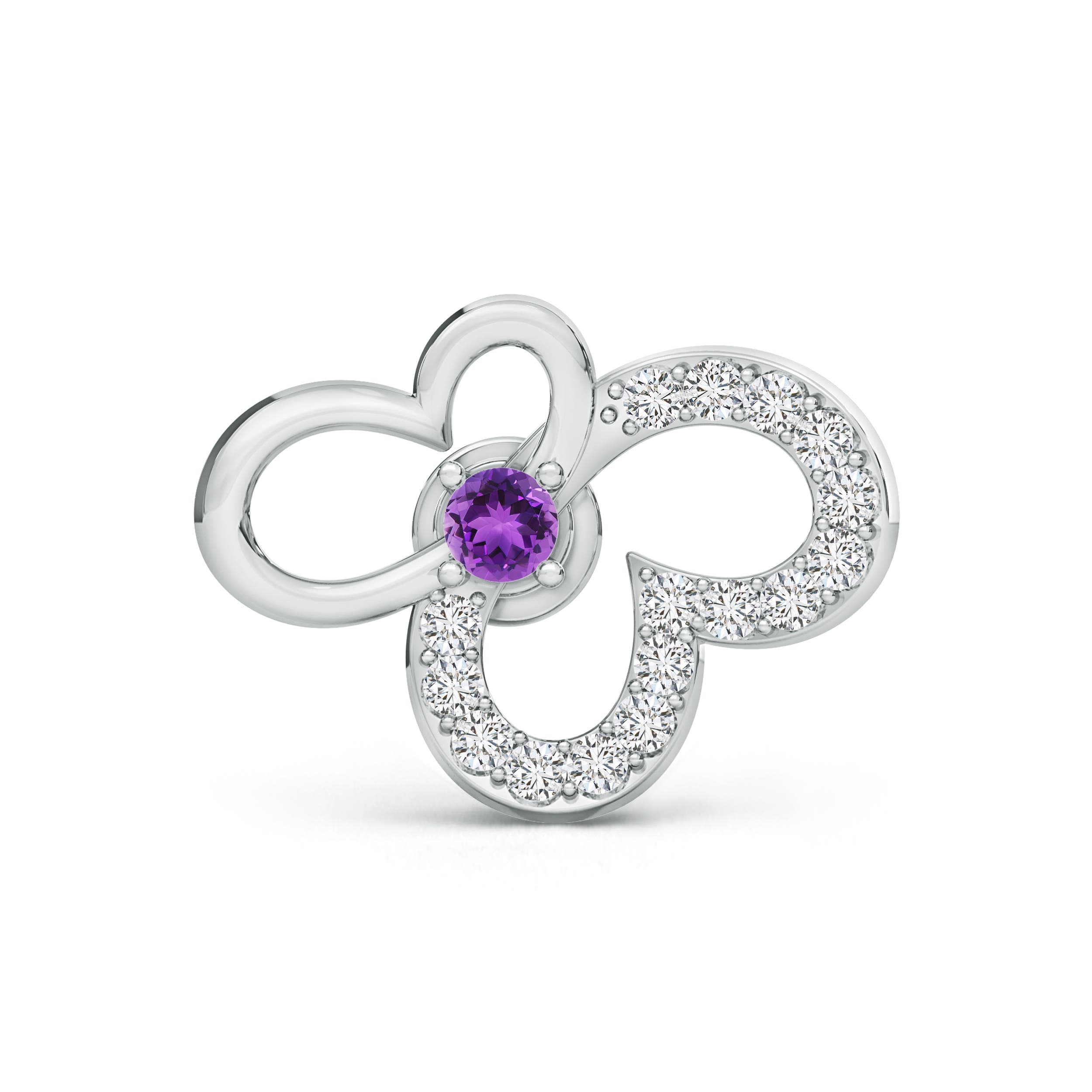 AAA - Amethyst / 0.11 CT / 14 KT White Gold