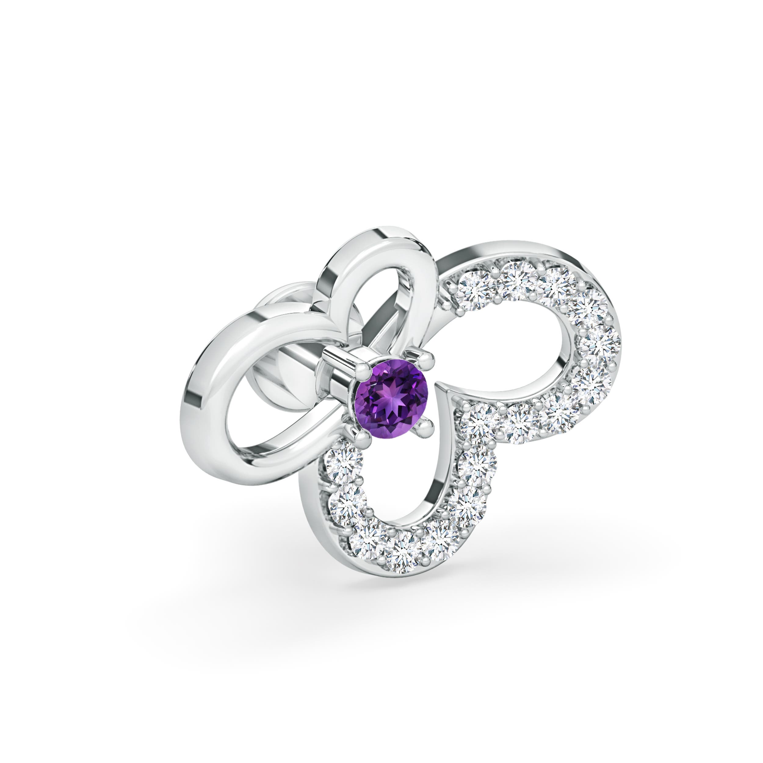 AAAA - Amethyst / 0.11 CT / 14 KT White Gold