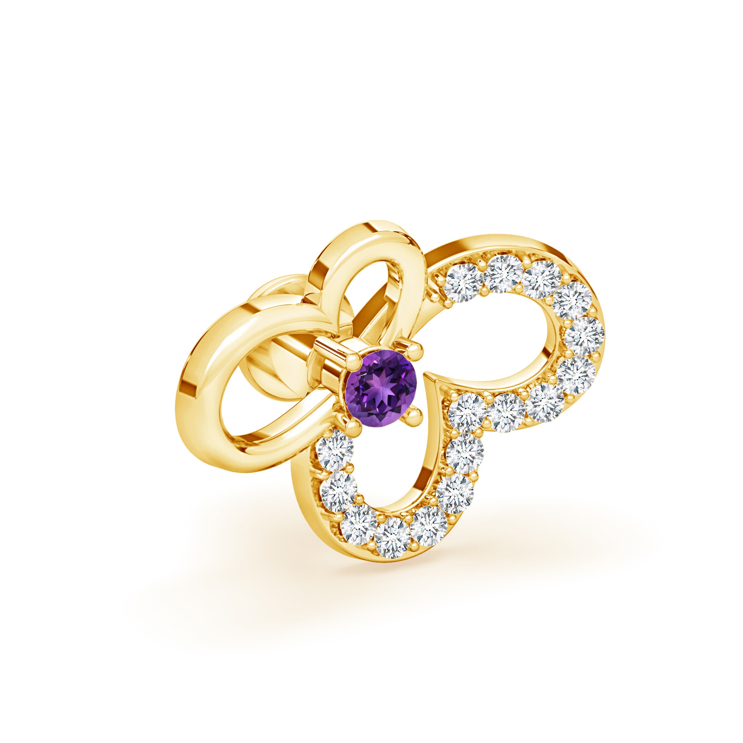 AAAA - Amethyst / 0.11 CT / 14 KT Yellow Gold