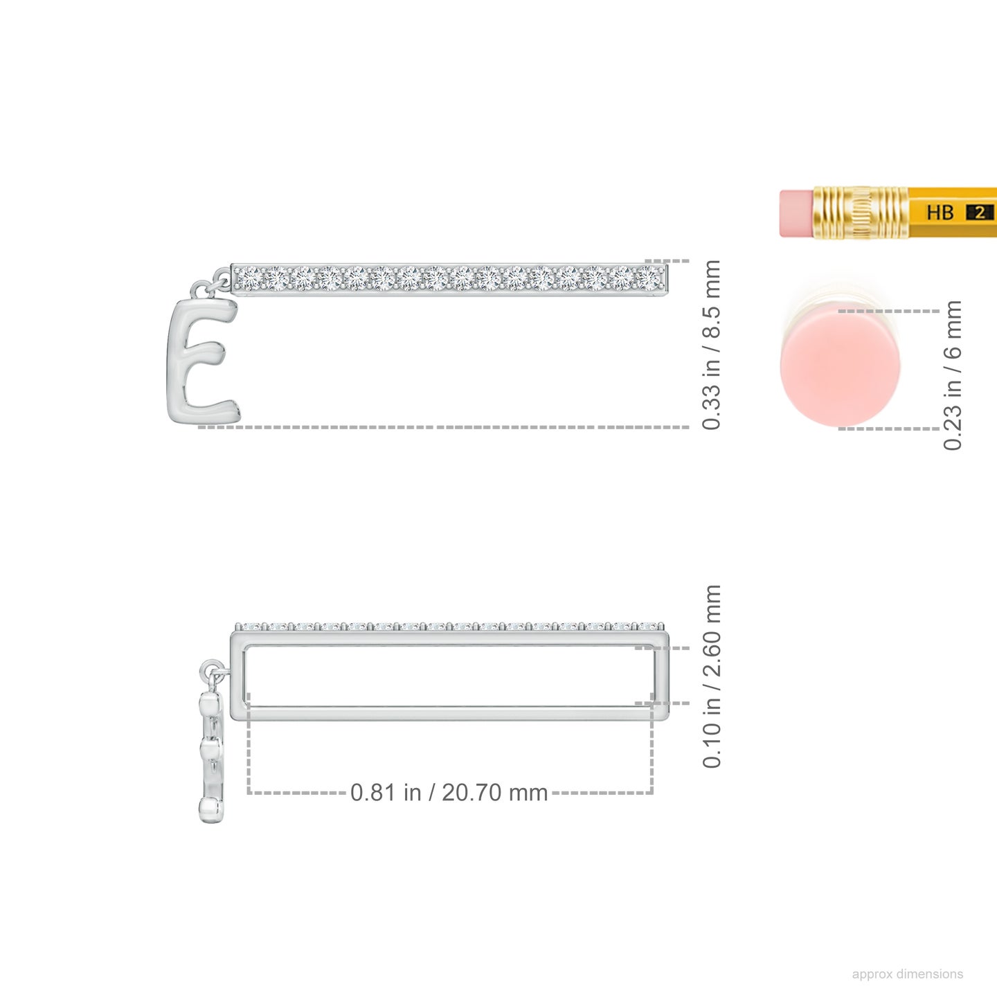 Capital E Initial With Natural Diamond Watch Band