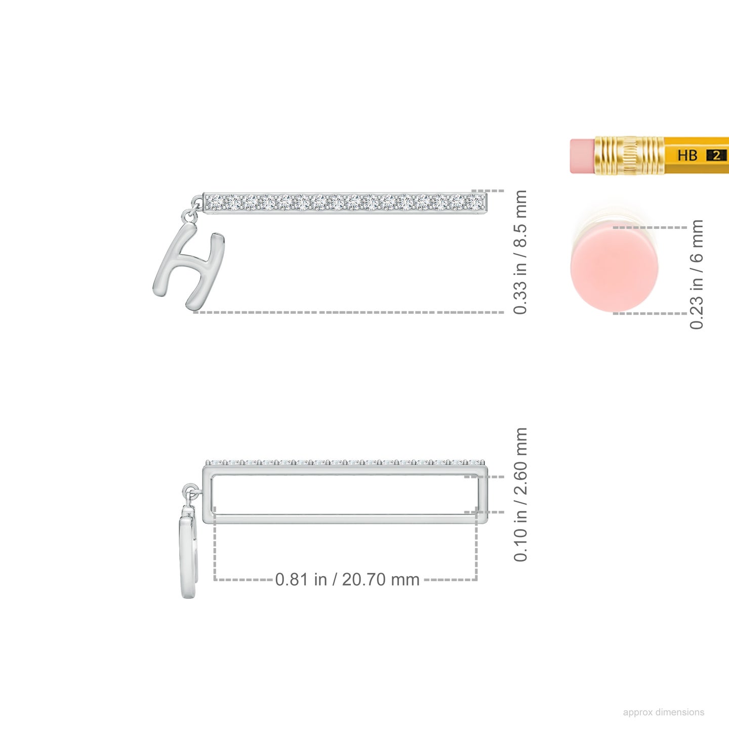 Capital H Initial With Natural Diamond Watch Band