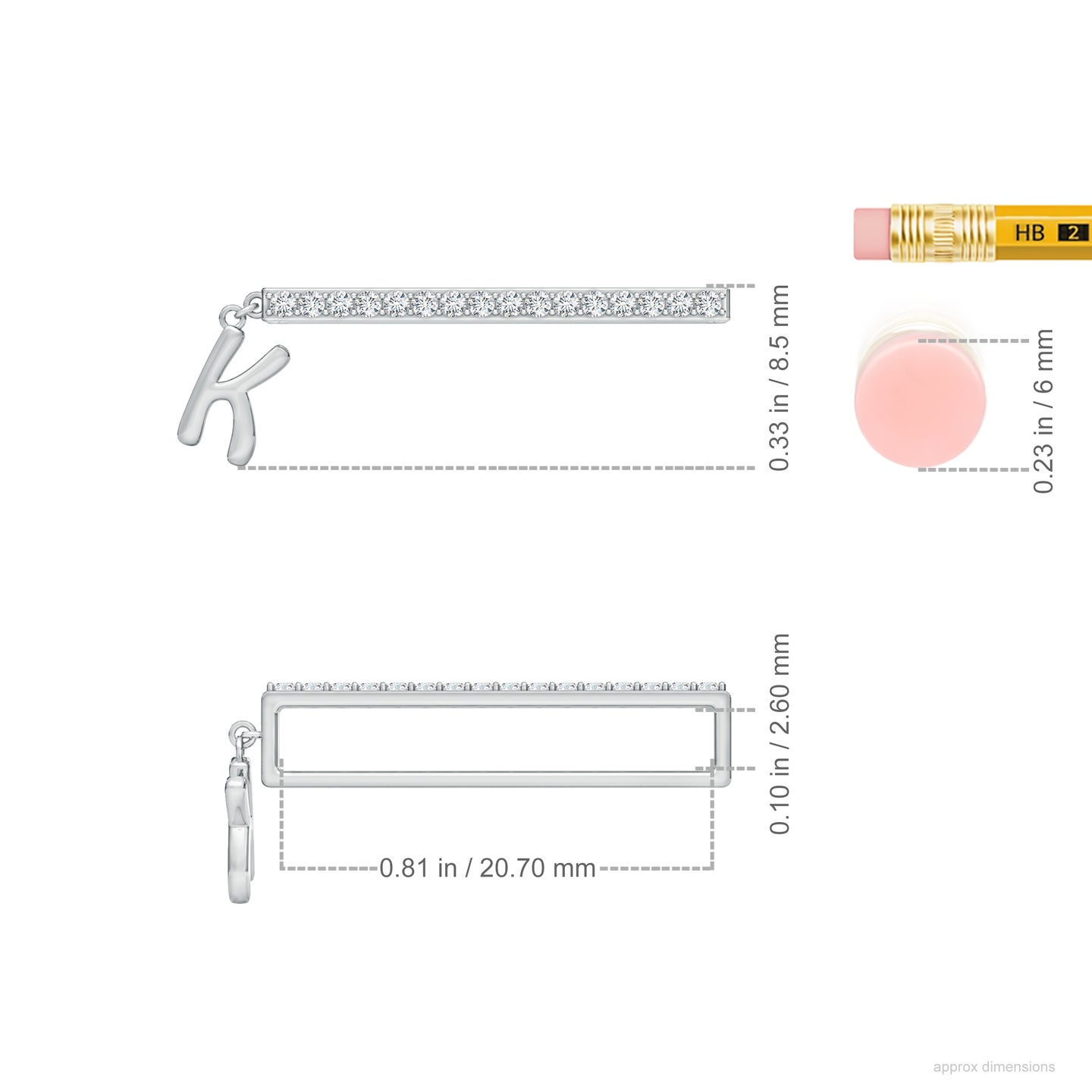 Capital K Initial With Natural Diamond Watch Band