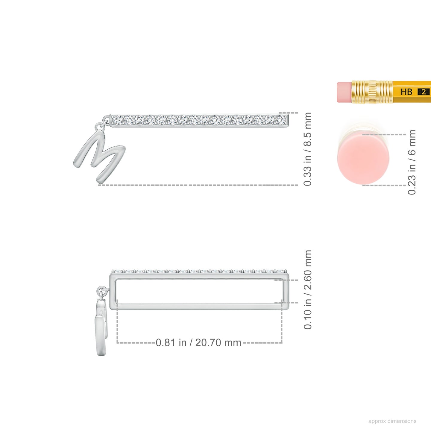 Capital M Initial With Natural Diamond Watch Band