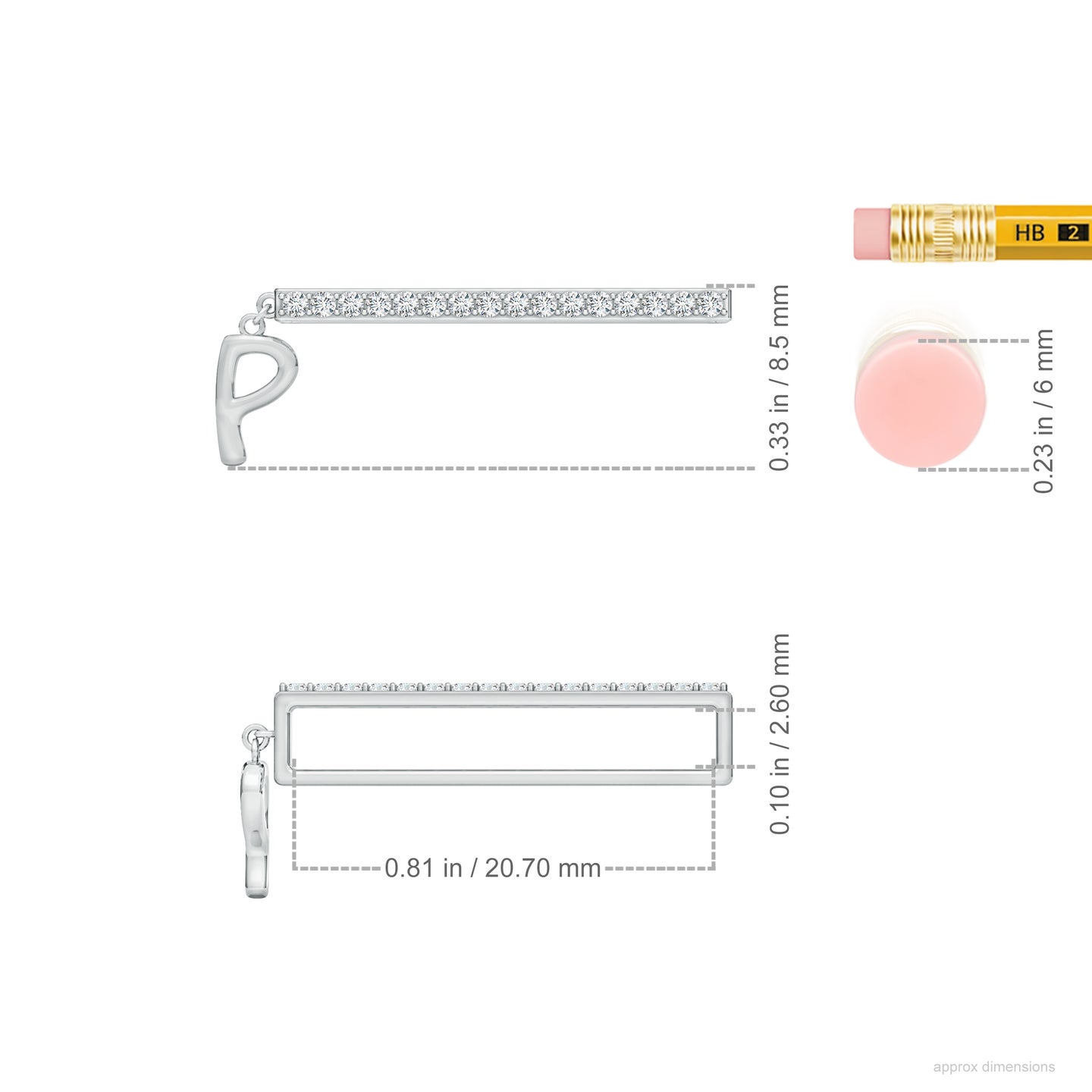 Capital P Initial With Natural Diamond Watch Band