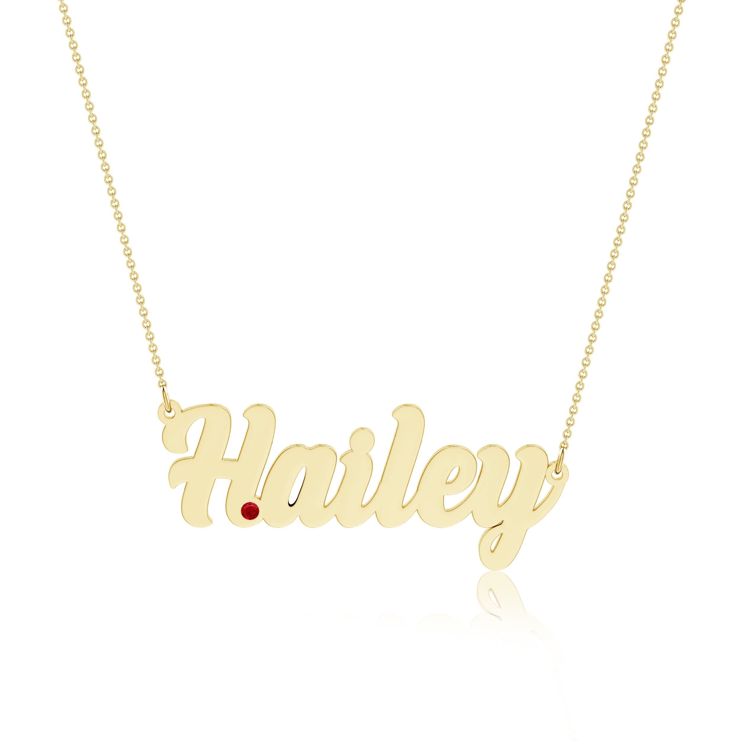 Customized Name Necklace with Gemstone