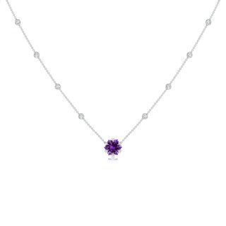 10mm AAAA Snowflake-Cut Amethyst and Diamond Station Necklace in White Gold