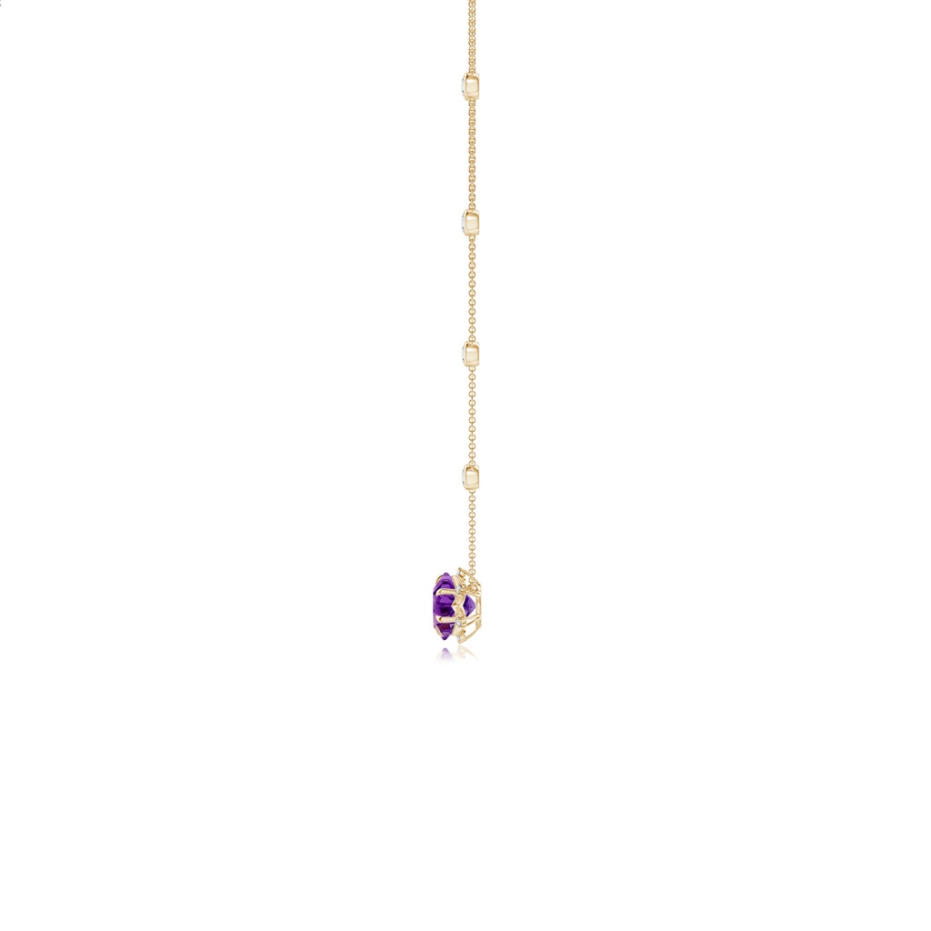 10mm AAAA Snowflake-Cut Amethyst and Diamond Station Necklace in Yellow Gold Side-1