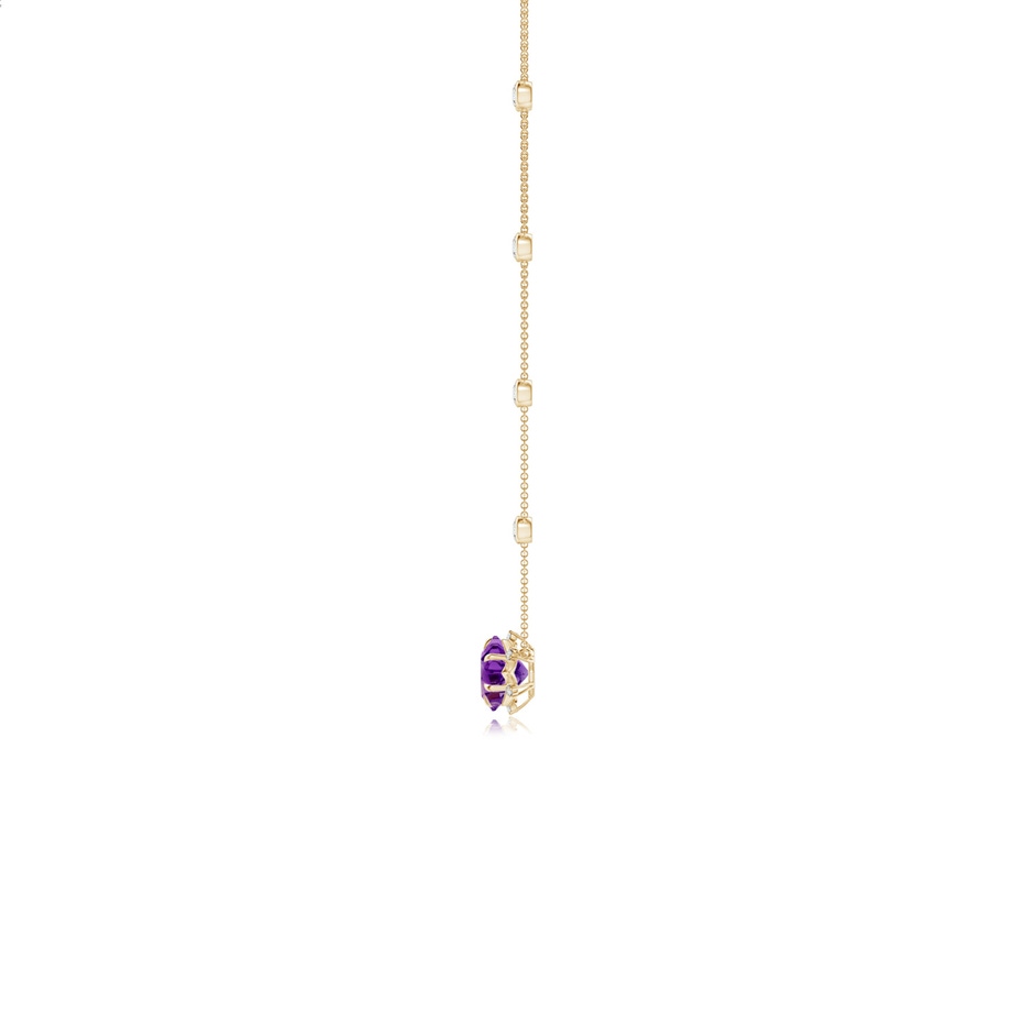 10mm AAAA Snowflake-Cut Amethyst and Diamond Station Necklace in Yellow Gold side-1