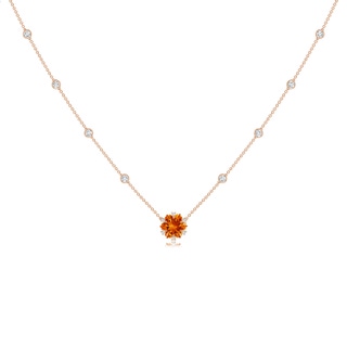 10mm AAAA Snowflake-Cut Citrine and Diamond Station Necklace in Rose Gold