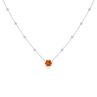 10mm AAAA Snowflake-Cut Citrine and Diamond Station Necklace in White Gold