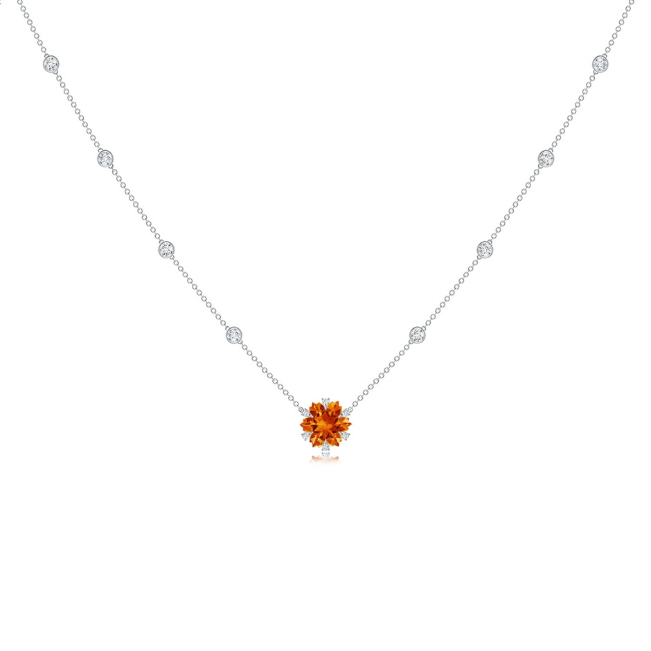 10mm AAAA Snowflake-Cut Citrine and Diamond Station Necklace in White Gold 