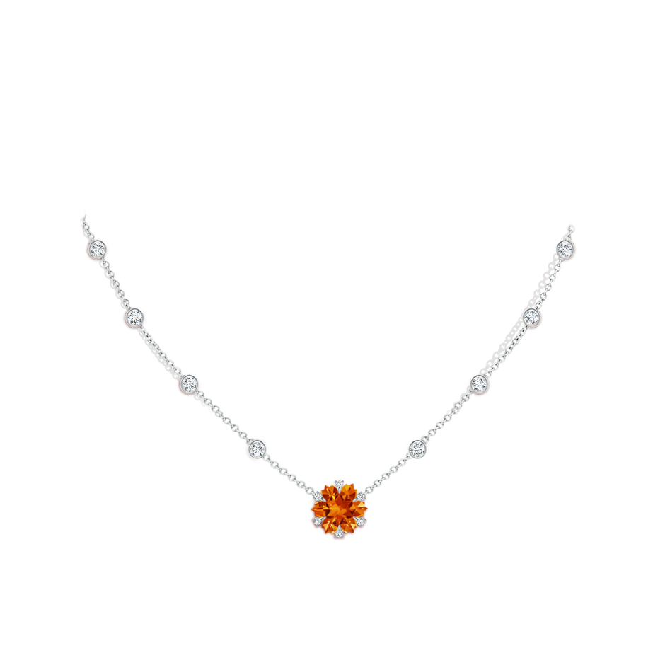 10mm AAAA Snowflake-Cut Citrine and Diamond Station Necklace in White Gold body-neck