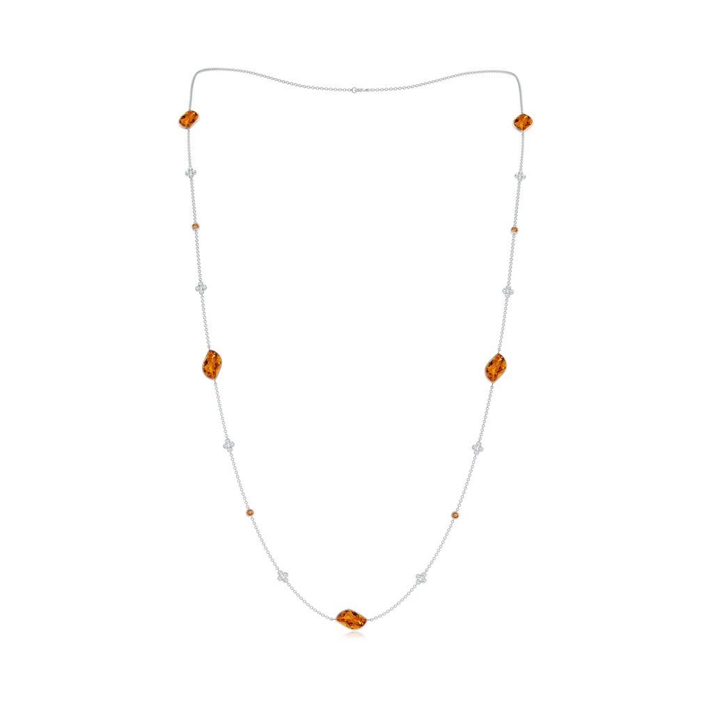 15x9mm AAAA Leaf-Shaped Citrine and Diamond Station Necklace in White Gold