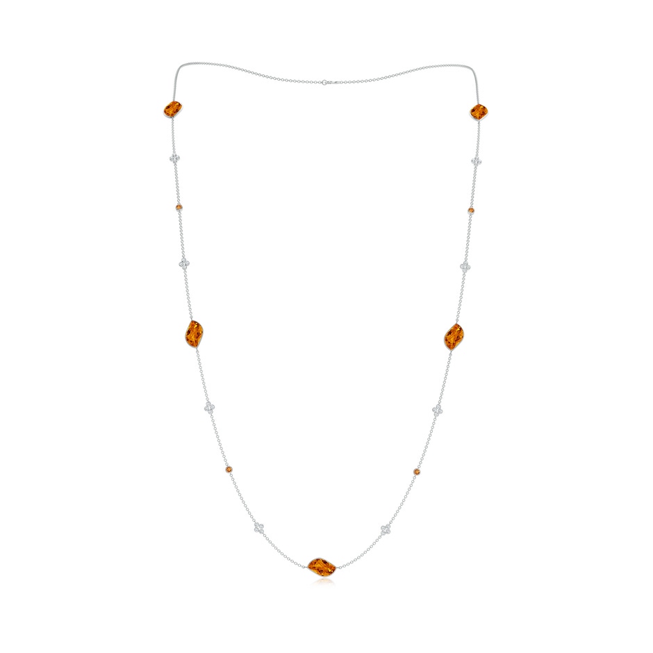 15x9mm AAAA Leaf-Shaped Citrine and Diamond Station Necklace in White Gold 