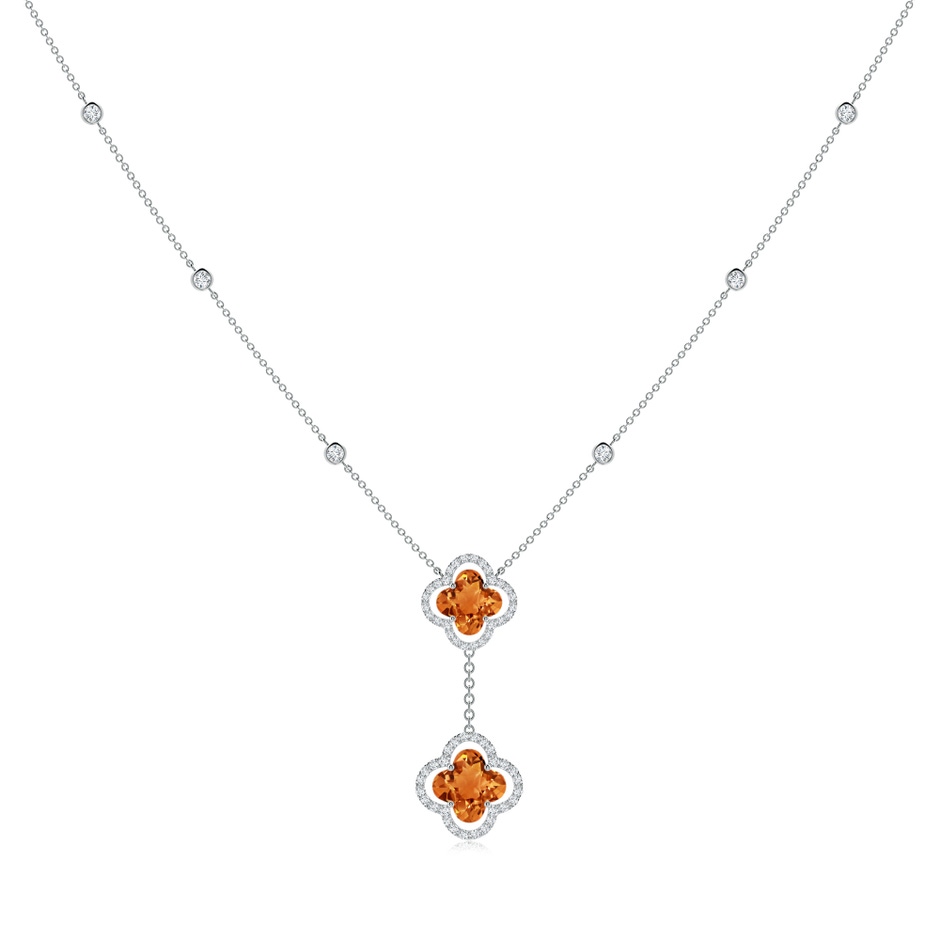 8mm AAAA Clover-Shaped Citrine Halo Tie Necklace in White Gold 