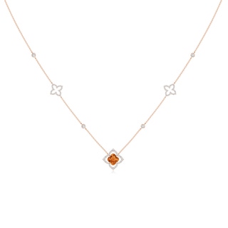 7mm AAAA Clover-Shaped Citrine Lily Station Necklace in 10K Rose Gold