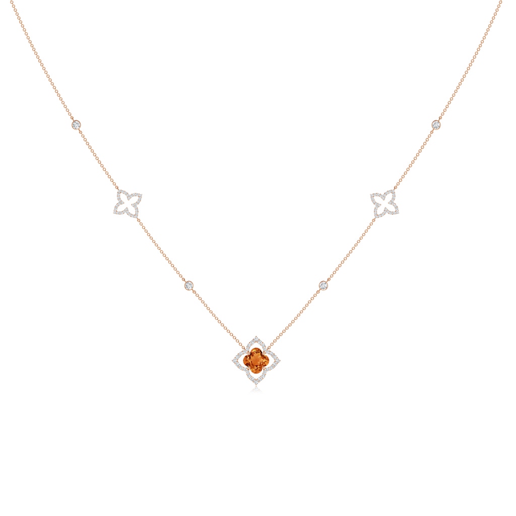 7mm AAAA Clover-Shaped Citrine Lily Station Necklace in Rose Gold