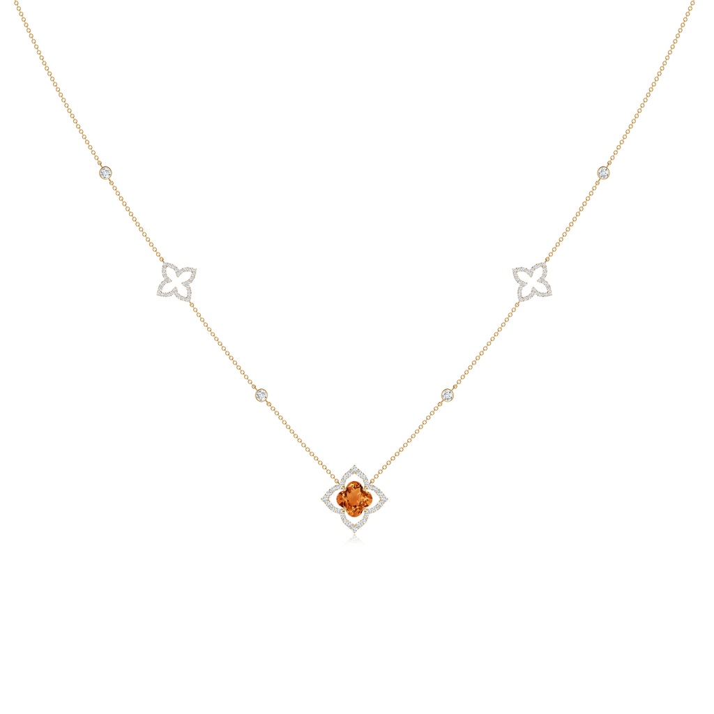 7mm AAAA Clover-Shaped Citrine Lily Station Necklace in Yellow Gold