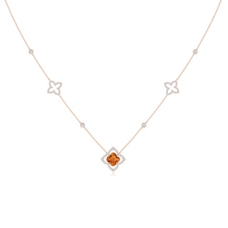 8mm AAAA Clover-Shaped Citrine Lily Station Necklace in 10K Rose Gold