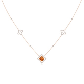 8mm AAAA Clover-Shaped Citrine Lily Station Necklace in Rose Gold