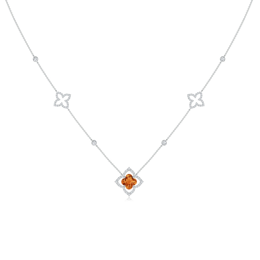 8mm AAAA Clover-Shaped Citrine Lily Station Necklace in White Gold 