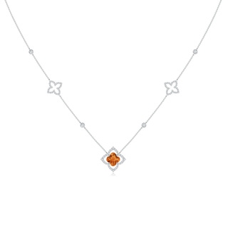 8mm AAAA Clover-Shaped Citrine Lily Station Necklace in White Gold