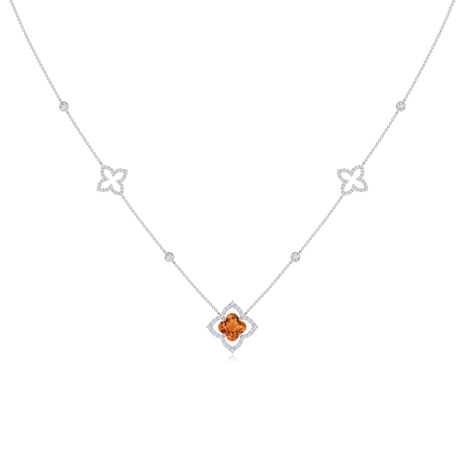 8mm AAAA Clover-Shaped Citrine Lily Station Necklace in White Gold 