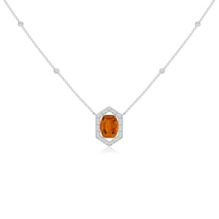 10x8mm AAAA Barrel-Shaped Citrine and Diamond Station Necklace in P950 Platinum