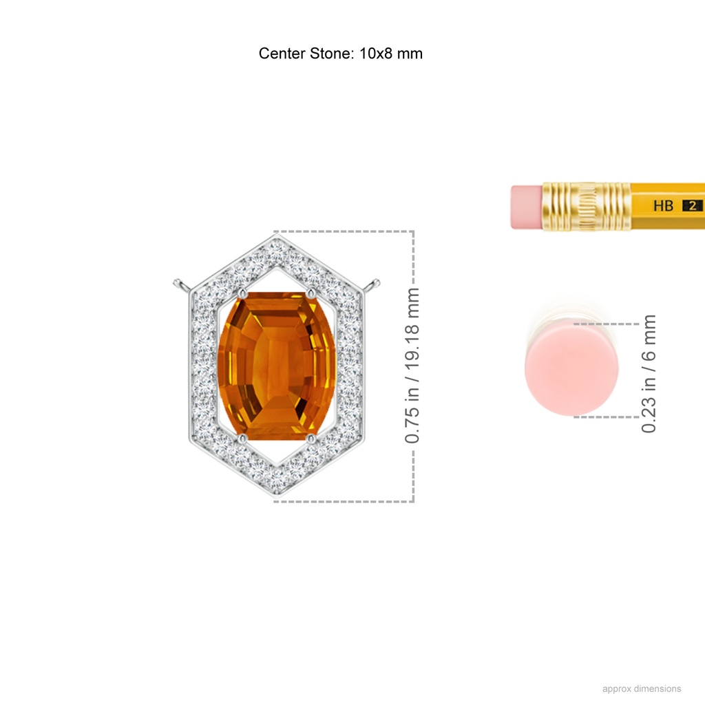 10x8mm AAAA Barrel-Shaped Citrine and Diamond Station Necklace in White Gold Ruler