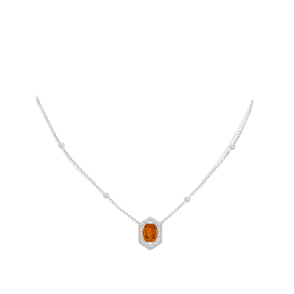 10x8mm AAAA Barrel-Shaped Citrine and Diamond Station Necklace in White Gold body-neck