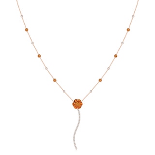 10mm AAAA Six-Petal Citrine Flower Station Y Necklace in Rose Gold
