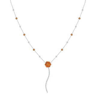10mm AAAA Six-Petal Citrine Flower Station Y Necklace in White Gold