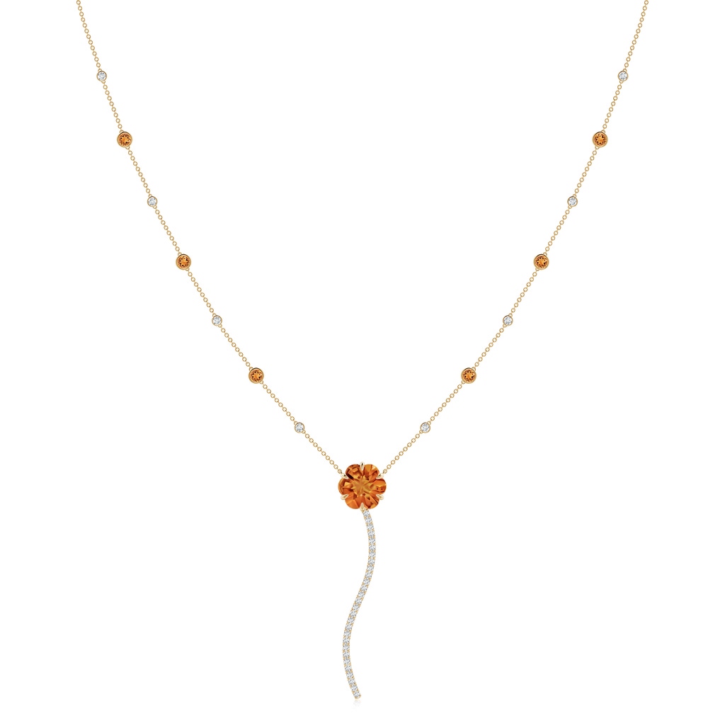 10mm AAAA Six-Petal Citrine Flower Station Y Necklace in Yellow Gold