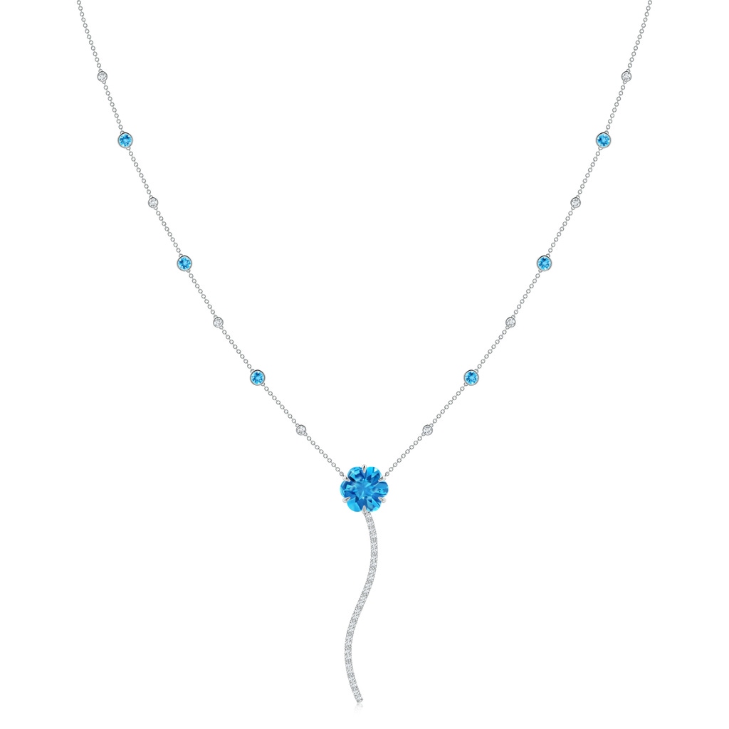 10mm AAAA Six-Petal Swiss Blue Topaz Flower Station Y Necklace in White Gold 