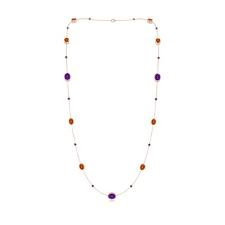 11x9mm AAAA Bezel-Set Oval Amethyst and Citrine Station Necklace in 9K Rose Gold