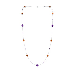 11x9mm AAAA Bezel-Set Oval Amethyst and Citrine Station Necklace in White Gold