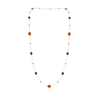 11x9mm AAAA Bezel-Set Oval Citrine and Amethyst Station Necklace in 10K Rose Gold